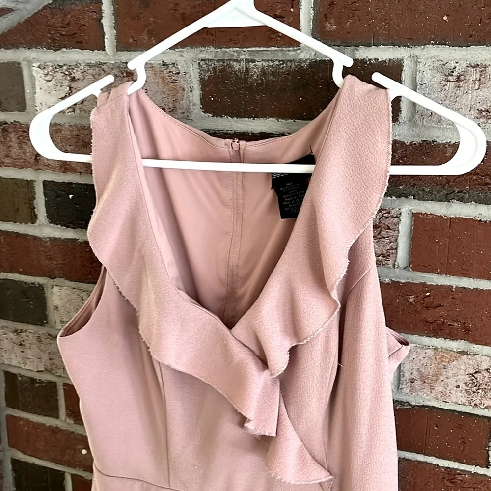 TEEZE ME Blush Pink Sleeveless Fit & Flare V-Neck Ruffled Dress NWOT - Picture 5 of 8